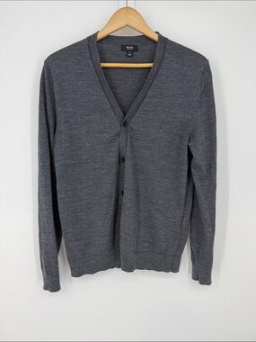 Reiss Men's Charcoal Button V-Neck Cardigan Size Medium